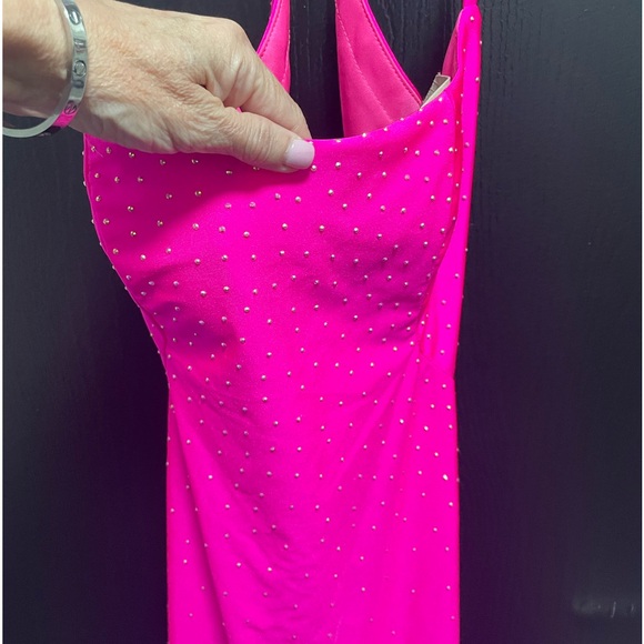 NWT La Femme 30304 Hot Pink Backless Mini Dress Sz 10 $258‎ - Picture 4 of 5